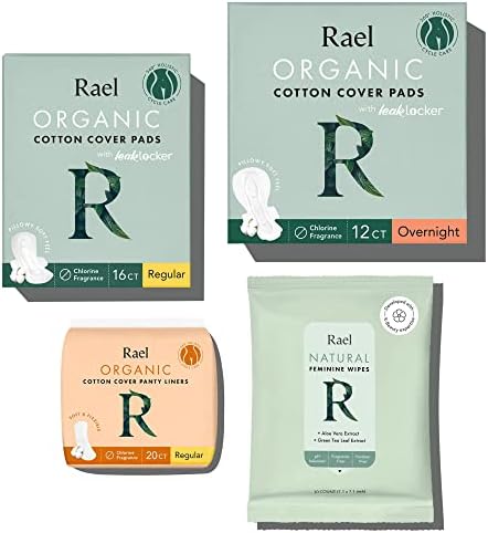 Cuidados femininos de Rael, período essencial para mulheres - cobertura de algodão orgânico regular e noturno