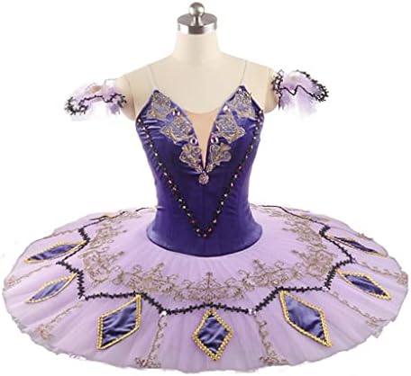 Dingzz Ballet Profissional Stage Figurams Dress for Competition Feminino Panqueca Lilac Velvet para