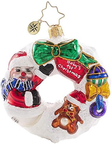 Christopher Radko criado à mão European Glass Christmas Decorative Ornament, Darling 1st Christmas