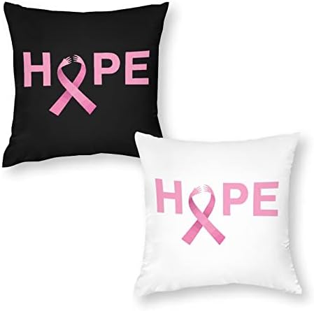 Hope Cancer Conjunto de 2 travesseiros de arremesso de travesseiros quadrados travesseiros de