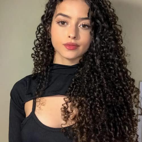 X-TRESS Lace Front Wigs Deep Waves Deep Wigs Natural Black Guleless Lace Synthetic Curly Wigs para mulheres