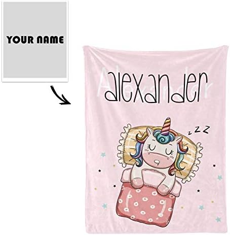 Cobertores de bebê personalizados para meninas com nome, cobertor de bebê de unicórnio rosa, cobertor
