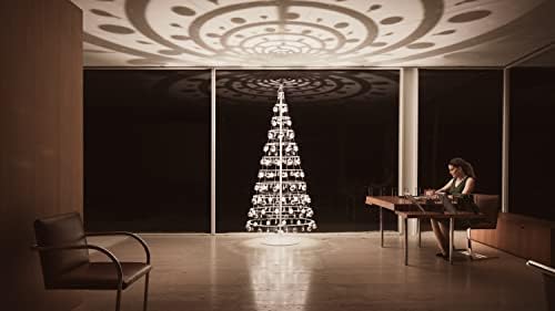 Árvore de Natal Moderna - 7,5 'de árvore branca pendurada com lâmpadas de cetim