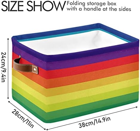 Xiua Cartoon Rainbow Armazenamento retangular Bin Canvas Square Storage Basket com alças para casa, escritório,