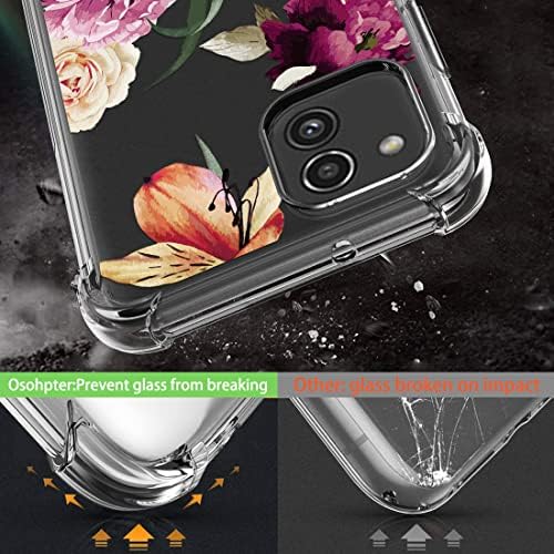 Osophter para Samsung Galaxy A03 Flor Floral para meninas Mulheres A absorção de choque-absorção TPU Flexível
