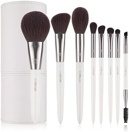 N/A 8pcs Pearl White Makeup Brushes Set Foundation Foundation Powehadow Brush com suporte de escova