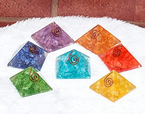 Pirâmides de cristal Conjunto de 7 pirâmide orgona - cristais de cura Cristais de pedra preciosa Pirâmide Chakra