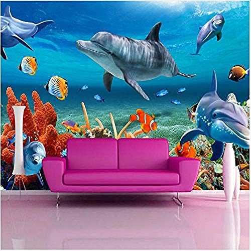CLHHSY Papel de parede de parede de mural 3D impermeável e removível para crianças subaquáticas Dolphin Parede