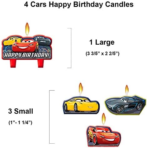 Pacote de suprimentos de festa de aniversário de 3 carros da Disney para 16 com carros, xícaras, guardanapos,