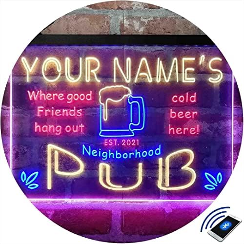 Pub personalizado Pub Tri-Color LED NEON Light Sign, uma decoração de arte gravada em 3D única | Personalize