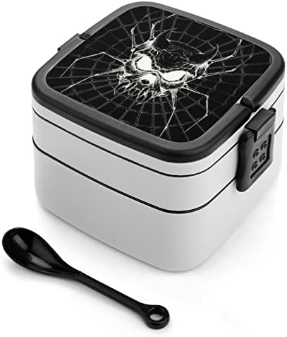 Spider Web Skull Art Double Packable Bento Lunch Box Recainer para viagens de piquenique para trabalho