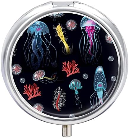 Caixa de comprimidos vitalícia marinha água -viva de coral redonda hedicate comprimido caixa portátil