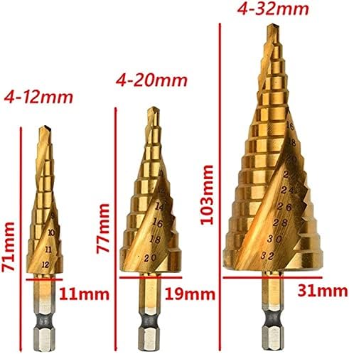 Luvuokye Steel Bits Ferramentas 4-12/20/32mm de etapa de etapa bit de titânio etapa cúcula de cone