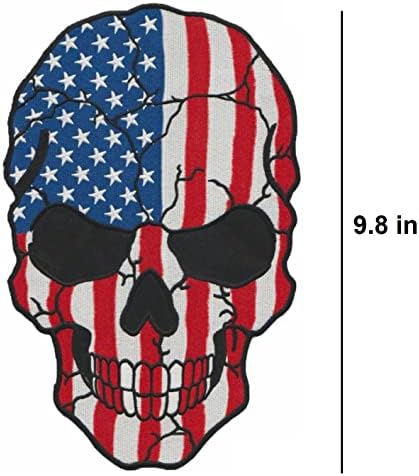 Bandeira dos EUA de crânio grande, American Flag Skull Iron ON, 9,8 x 6 polegadas - Big Patch para