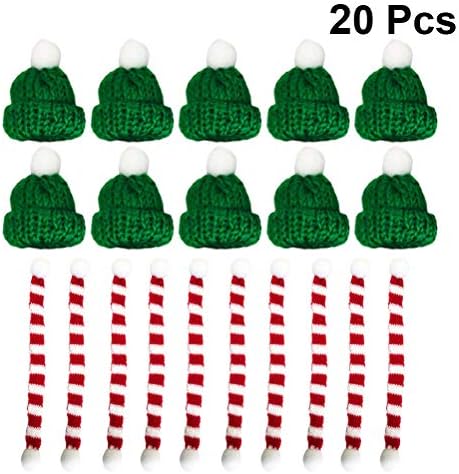 Chapéu de natal 20pcs chique em mini cachecol e chapéu decoração de roupas de boneca de roupas de acessórios