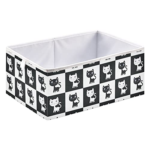 Gato preto cubo branco de armazenamento de cubos de armazenamento colapsável Bins de brinquedos à prova