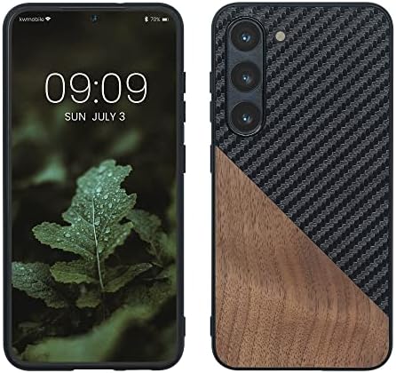 Caixa Kwmobile Compatível com Samsung Galaxy S23 - Tampa de telefone rígido com pára -choque TPU e madeira/carbono