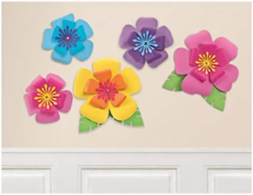 Abastecimento de festas da Amscan 42147 Flores de papel hibiscus, tamanho multi, multicolor