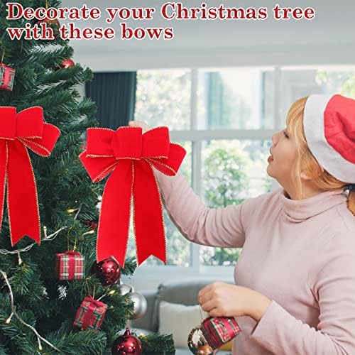 Dahenop 2 Pack Rostos Decorações de árvore de Natal, arestão de árvore de Natal, arco de veludo