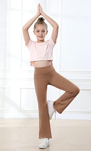 Calças de cintura alta da Garota de Iuga Flusa Leggings com bolsos Leggings de dança de ioga para