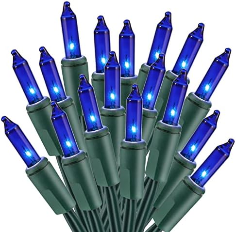 Luzes azuis de Natal OdeetRonic, 21,63ft 100 contagem de luzes de cordas incandescentes conectáveis,