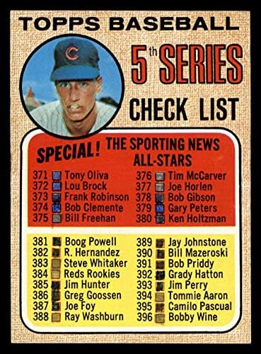 1968 TOPPS 356 RT Lista de verificação 5 Ken Holtzman Chicago Cubs Poor Cubs