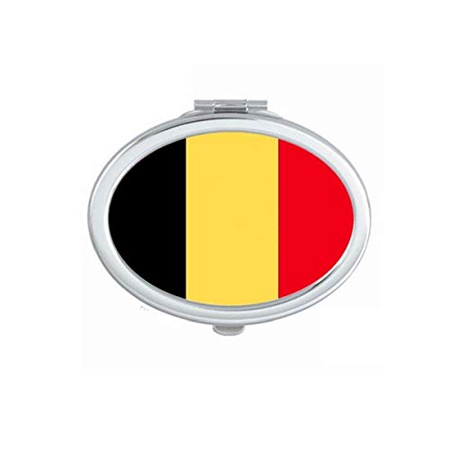 Belgium National Flag Europe Country espelhar portátil maquiagem manual de mão dupla lateral óculos