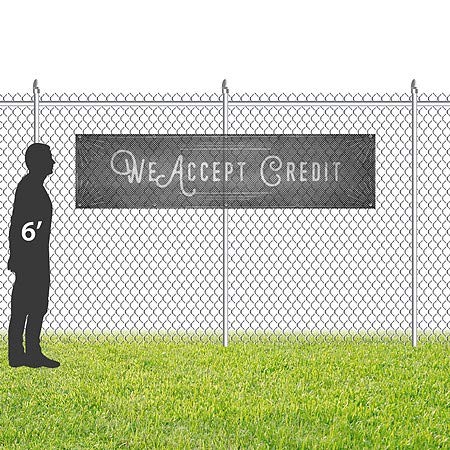 CGSignLab | Aceitamos Credit -Chalk Corner Banner de vinil de malha ao ar livre resistente ao vento | 8'x2