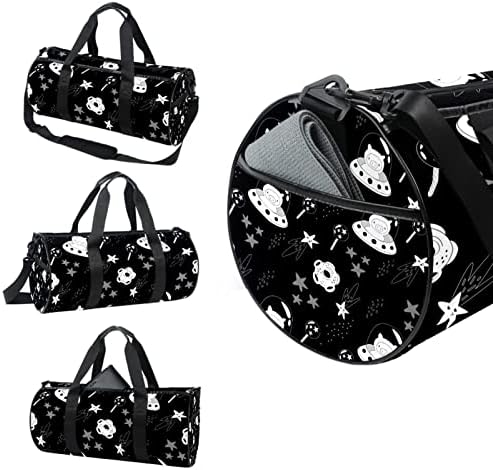 Mamacool Black Pattern Duffel ombro Bolsa de Travel Saco de Viagem para Ginásio para a Dança Esportiva