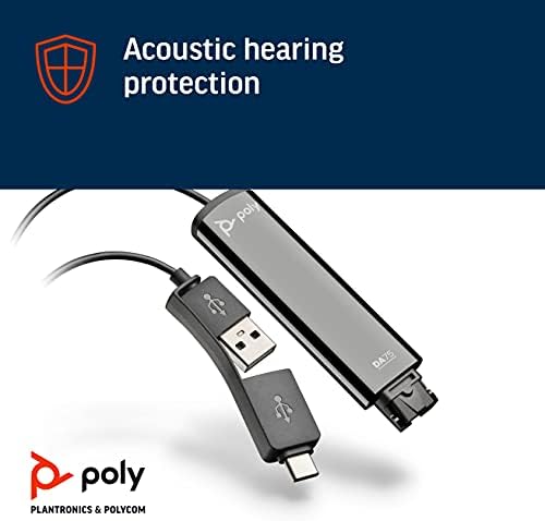 Adaptador digital Poly - DA75 USB -A/USB -C - funciona com fones de ouvido de desconexão rápida de