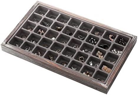J JackCube Design Jewelry Box Organizer - Armazenamento de exibição de madeira, estojo antigo rústico