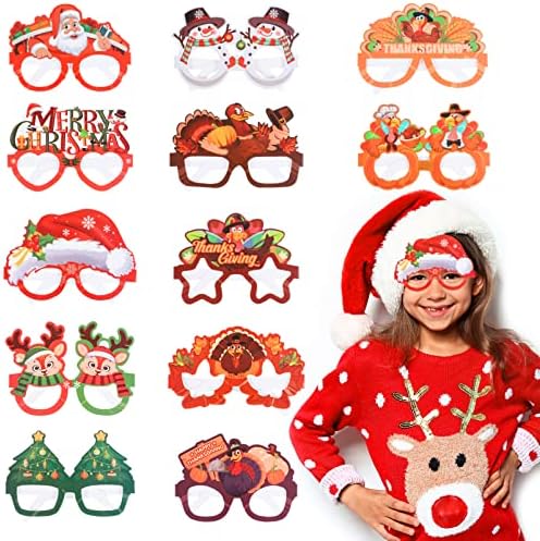 ABOOFAN 12pcs de festa de Natal óculos férias Óculos de figurino de Natal Adereços fotográficos