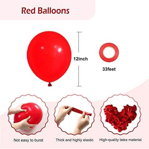 Balões vermelhos de fotiomrg 12 polegadas, 50 pacote de balões de látex de látex vermelho de hélio Qualidade