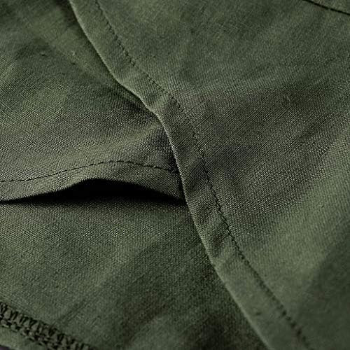Calças de mistura de linho Kcjgikpok para mulheres, calças de linho de linho de cintura alta de perna