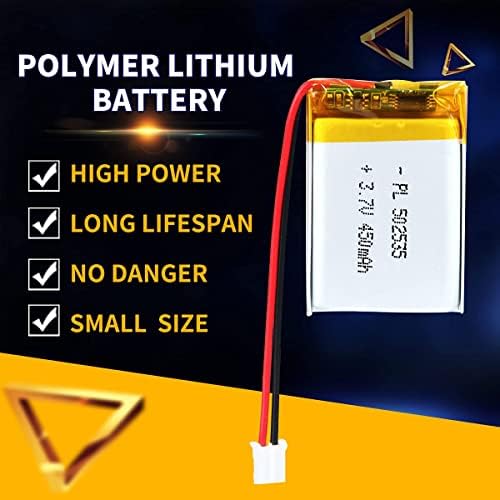 3.7V 450MAH 502535 LIPO Bateria recarregável Bateria de Ion Polímero de Lítio com conector JST