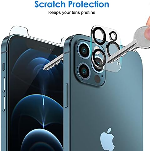 Protetor de tela JETECH para iPhone 12 Pro 6,1 polegadas com protetor de lente de câmera, filme de vidro temperado,