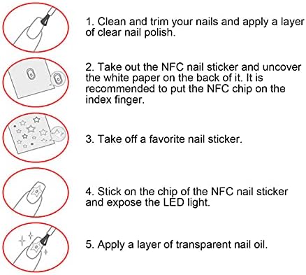 Adesivos de unhas nfc brilhantes, 7pcs de iluminação de iluminação NFC da moda adesivos de arte de unhas