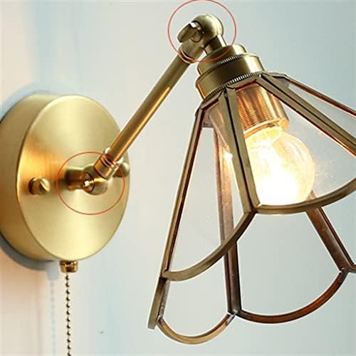 Zlxdp nórdico de cobre de cobre luminárias de parede led de parede puxar o interruptor da corrente do quarto