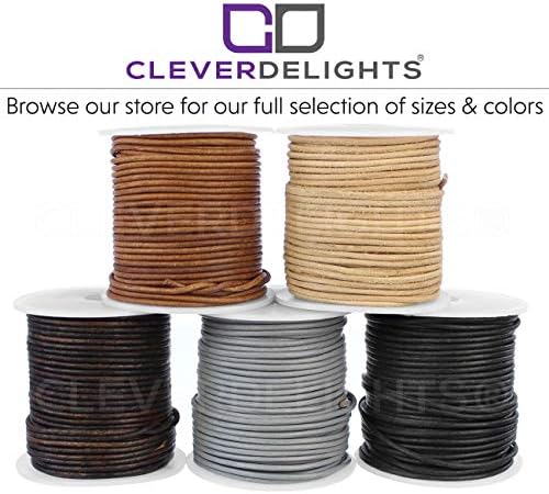 Lights CleverDelights Cordão de couro genuíno - 1/16 redonda - 25 pés - marrom escuro