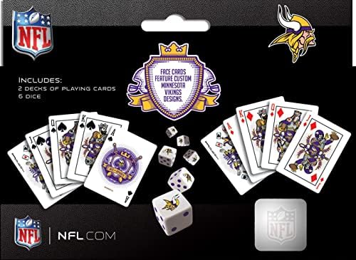 Dia -Marrestre do Jogo - NFL Minnesota Vikings 2 -Pack Playing Cards & Dice Pack - Oficialmente