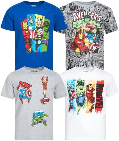 Marvel Avengers Boys '4 pack-shirts-Homem-Aranha, Hulk, Capitão América, Homem de Ferro, Thor