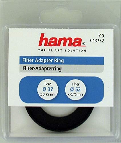 Anel do adaptador de filtro hama para lente de 37 mm e filtro de 52 mm