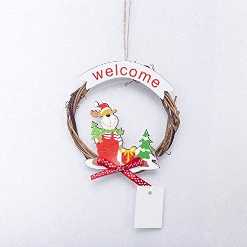 Série de Natal Rattan Pingente de Natal Círculo de Círculo de Ratão Pingente Porta Decorativa Corda Luzes de