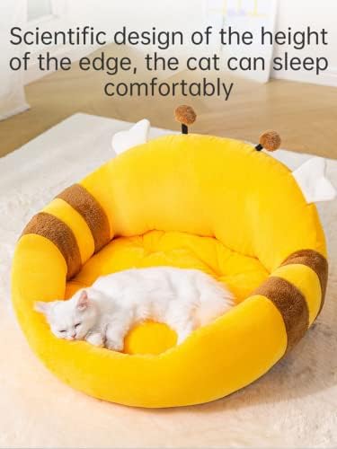 Ssdhua gato ninho de ninho de abelha pequena inclinando -se na cama de gato super grossa de gato ninho de gato aberto