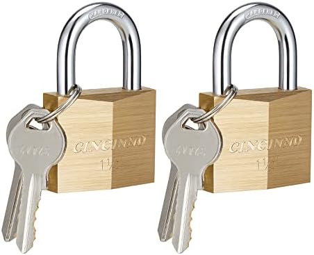 Cincinno Solid Brass Locks com chaves, cadeado de largura corporal de 1-9/16 polegadas com tecla, 2 pacote de trava