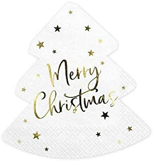 Luck and Luck 'Feliz Natal' Christmas White Paper Party Tree Shaped Gabinetes x 20