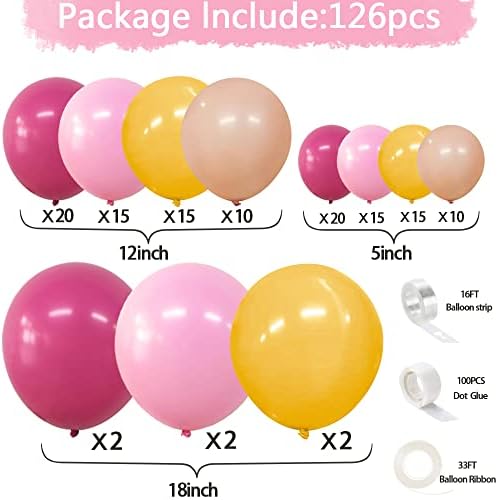 Kit de guirlanda de balões amarelo -rosa quente - Mustard Amarelo Balão Pink Balão Balões Pastel Balloons para