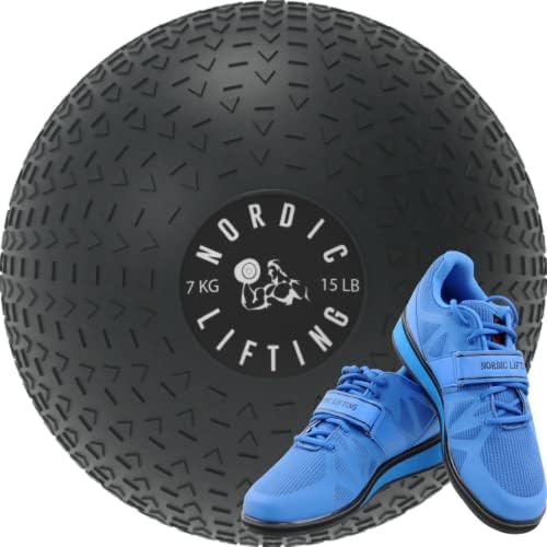 Nordic Lifting Slam Ball 15 lb pacote com sapatos Megin Tamanho 8.5 - Azul
