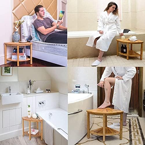 Cadeiras de chuveiro de Goodbz para banquinhos de chuveiro idosos de bambu para sentar em ｜ Banco de banheiro