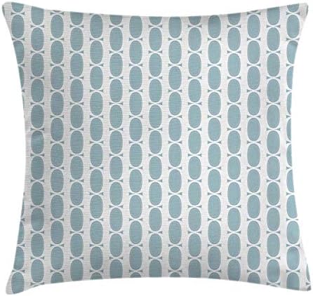 Capa de almofada de travesseiro de arremesso azul de Ambesonne, sala de estar Round Circled Circled Circled, da